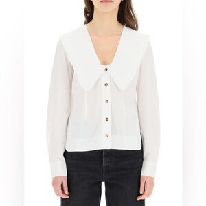 Ganni Poplin V-Neck Shirt